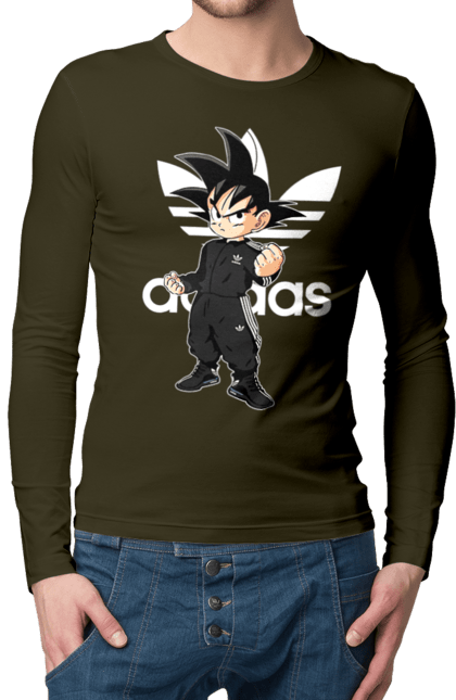 Чоловічій лонгслів з принтом "Adidas Сон Гоку". Adidas, dragon ball, manga, son goku, адідас, аніме, гоку, манга, перли дракона, сон гоку. 2070702