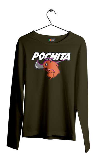 Men's longsleeve with prints Chainsaw Man Pochita. Anime, chainsaw man, demon, manga, pochita, shonen. 2070702