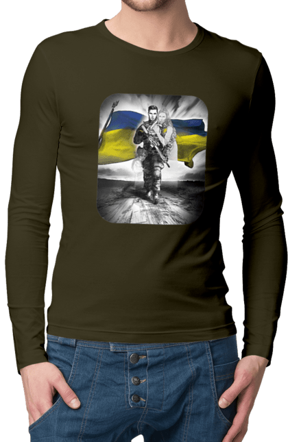 Men`s longsleeve with prints Defender of Ukraine. Defender, flag, flag of ukraine, girl, sivolika, symbolics, ukraine. 2070702