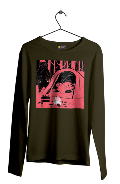 Мужской лонгслив с принтом 69 В Палатке. 18, 69, лес, медведь, палатка, секс. 2070702