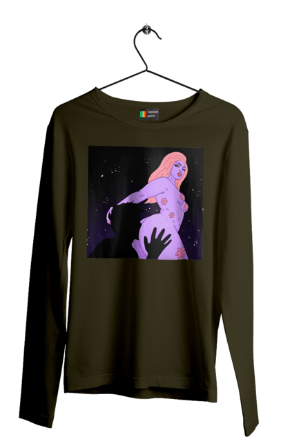 Чоловічий лонгслів з принтом "Фіолетова Дівчина". Дівчина, тіло. 2070702