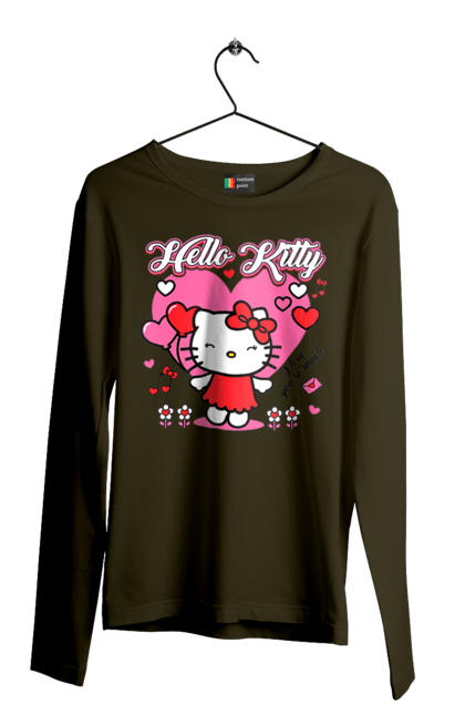 Чоловічій лонгслів з принтом "Хелло Кітті". Hello kitty, бренд, кіт, кошеня, персонаж, хелло кітті. 2070702