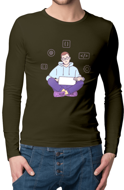 Чоловічий лонгслів з принтом "Я програміст". Angular, c, css, html, it, javascript, jquery, php, python, react, svelt, vue, айтишник, айті, гумор, код, кодувати, прогер, програміст, програмісти, ти ж, ти ж програміст, тиж програміст. 2070702
