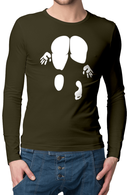 Men`s longsleeve with prints Girl view from behind. Cool, girl doggy style, humor, rear view, vulgar, young woman. 2070702