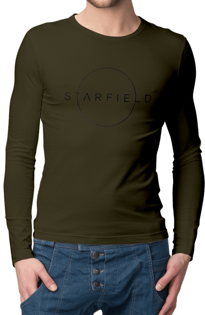 Чоловічій лонгслів з принтом "Старфілд". Гра старфілд, логотип старфілд, старфілд. CustomPrint.market