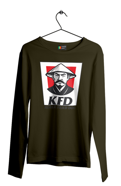 Чоловічий лонгслів з принтом "Korea Fried Dog". Бренди, гумор, жартівливі, кфц, літні, прикольні, смішні, фаст-фуд. 2070702