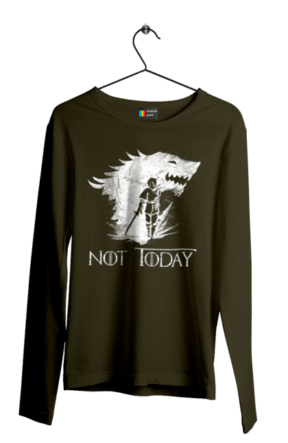 Men's longsleeve with prints Game of Thrones Arya. Arya, game, got, not today, stark, starks, thrones, tv show, wolf, wolves. 2070702