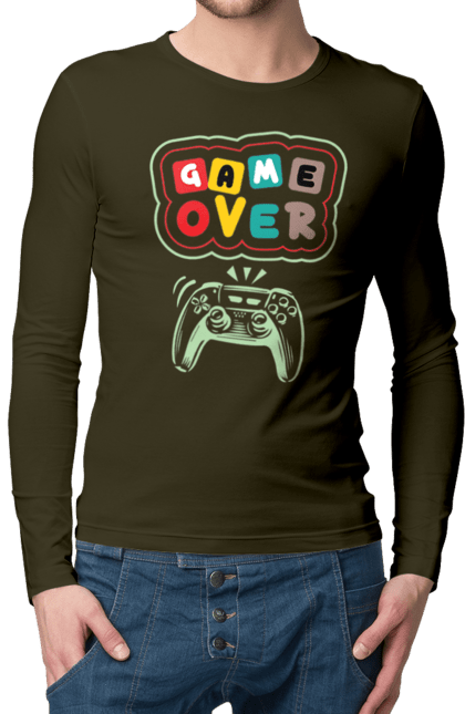 Men's longsleeve with prints Game over (2). End, game, game is over, game over, life, sadness. 2070702