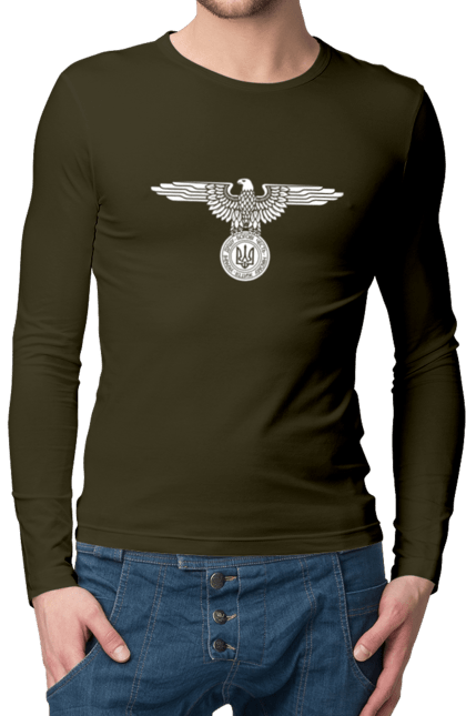 Чоловічий лонгслів з принтом "Тризуб і Орел". Герб, герб україни, орел, патріотичне, україна, українська символіка, українське. 2070702