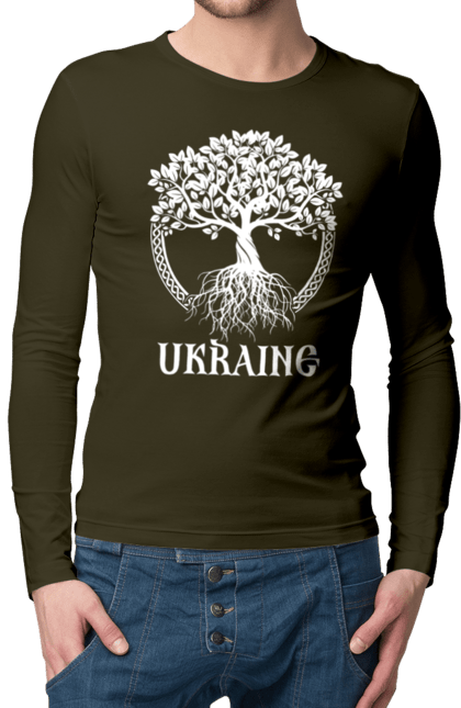 Men`s longsleeve with prints Tree Ukraine. Patriotic, ssu, tree ukraine, ukraine, ukrainian, wood. 2070702