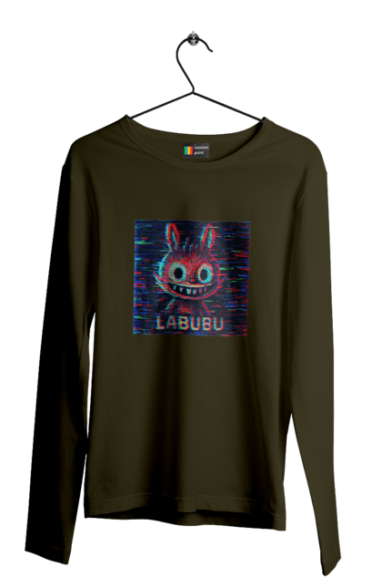 Чоловічий лонгслів з принтом "Лабубу". Crt, rgb, глітч, кіберпанк, лабубу, пікселі, ретро, спотворення, цифрове мистецтво, шум. 2070702