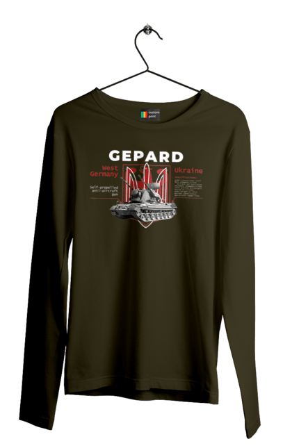 Men`s longsleeve with prints Gepard. Cheetah, f16, howitzer, industrious, nasams, stinger, suzanne, zuzana. 2070702
