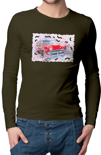 Чоловічий лонгслів з принтом "Автомобільний газ". Gaz, автомобиль, автомобільний газ, дорога, колесо, перемога. 2070702