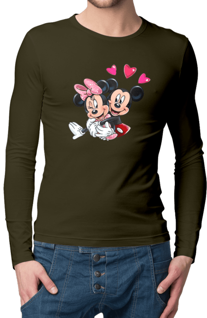 Чоловічій лонгслів з принтом "Міккі Маус та Мінні Маус". Mickey mouse, minnie mouse, дісней, міккі, міккі маус, мінні маус, мультфільм. 2070702