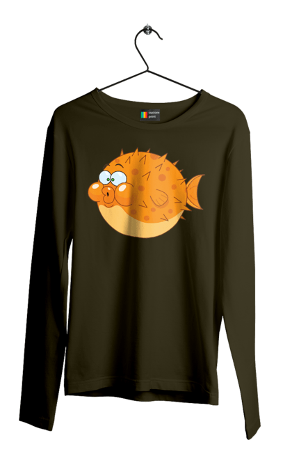 Чоловічий лонгслів з принтом "Помаранчева Риба Фугу". Риба, фугу. 2070702