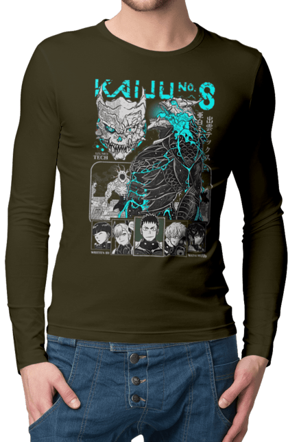 Men's longsleeve with prints Kaiju № 8 Kafka Hibino. Anime, hibino kafka, kafka hibino, kaiju, kaiju 8, kaiju 8, kaiju № 8, manga. 2070702