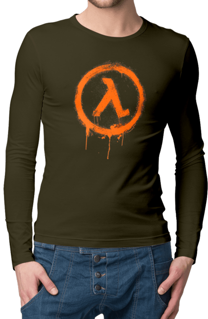 Men`s longsleeve with prints Half Life. Computer game, game, gamer, half life, mission, network game, now, passed, playstation, plot, rubilovo, sierra studios, stage. 2070702