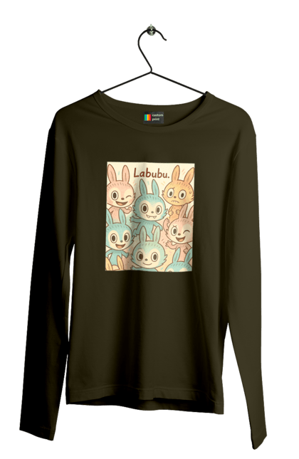 Чоловічий лонгслів з принтом "Лабубу". Безтурботно, грайливо, дизайнперсонажу, каваї, лабубу, милі мистецтво, ніжні відтінки, пастельніквіти, стиль мультфільму, чарівно. 2070702
