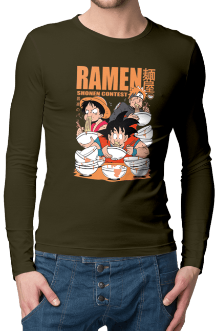 Men's longsleeve with prints Ramen. Anime, characters, food, goku, luffy, manga, naruto, ramen. 2070702