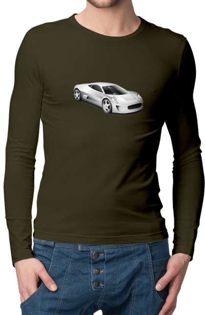 Чоловічий лонгслів з принтом "Авто.1". Авто, графіка, спортивне авто, фото, чорно-біле зображення. 2070702