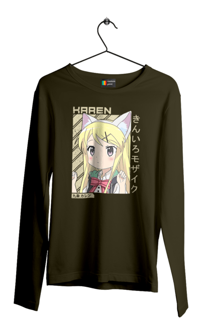 Men's longsleeve with prints Kiniro Mosaic Karen Kujo. Anime, gold mosaic, karen, karen kujo, kiniro mosaic, kinmoza, manga. 2070702