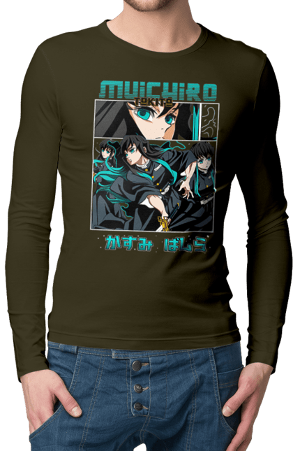 Men's longsleeve with prints Demon Slayer Muichiro. Anime, kimetsu no yaiba, manga, muichiro, muichiro tokito, serial. 2070702