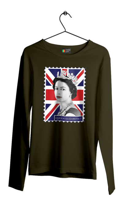 Чоловічій лонгслів з принтом "Королева Єлизавета II". Britain, british, england, platinum jubilee, queen, queen elizabeth, queen elizabeth ii, rip queen elizabeth, королева єлизавета. 2070702