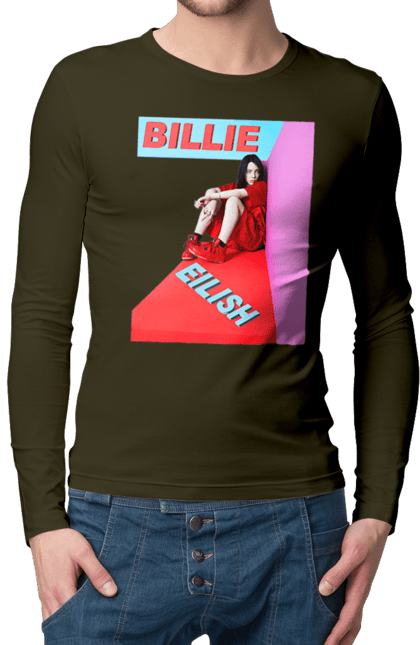 Чоловічий лонгслів з принтом "Біллі Айліш". Біллі айліш, логотип біллі айліш, принт біллі айліш, співачка біллі айліш. 2070702