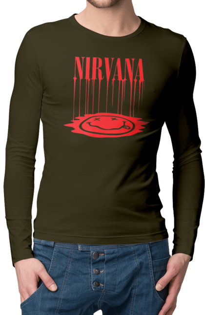 Men's longsleeve with prints Nirvana. Alternative rock, grunge, hard rock, kurt cobain, nirvana, punk rock, rock band. 2070702