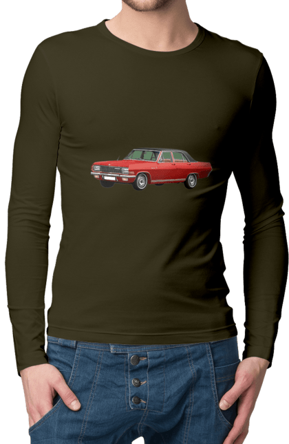 Чоловічий лонгслів з принтом "Авто.3". Авто, професійне фото, старе авто, фото, червона гамма барв. 2070702