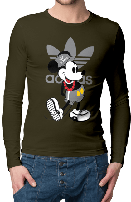 Чоловічій лонгслів з принтом "Adidas Міккі Маус". Adidas, mickey mouse, адідас, дісней, міккі, міккі маус, мультфільм. 2070702