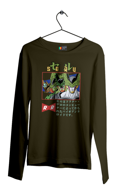 Men's longsleeve with prints Dragon Ball Cell. Anime, cell, dragon ball, goku, manga, tv series, vegeta. 2070702