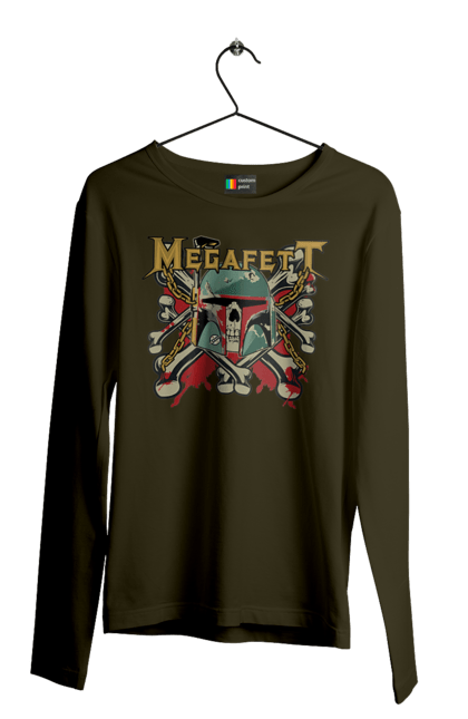 Мужской лонгслив с принтом Megafett. Boba fett, megadeth, megafett, боба фетт, звездные войны, клон, охотник за головами. 2070702