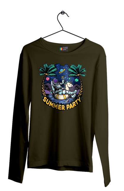 Men`s longsleeve with prints Summer Party With Astronaut. Cosmonaut, space, summer. 2070702