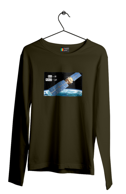 Чоловічий лонгслів з принтом "Комсос за донати". Війна, допомога армії, карти, космос, переможемо, притула, русні пизда, супутник за донати, фантастика. 2070702