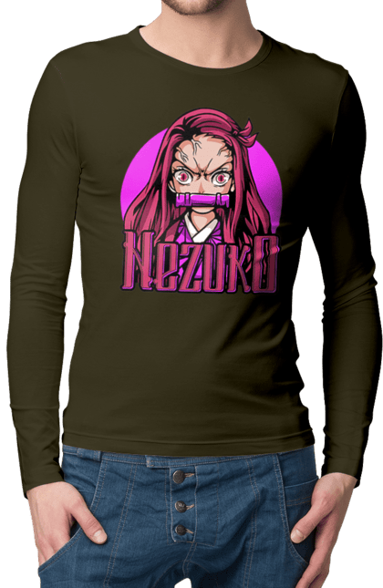 Men's longsleeve with prints Demon Slayer Nezuko. Anime, demon slayer, kimetsu no yaiba, manga, nezuko, serial. 2070702