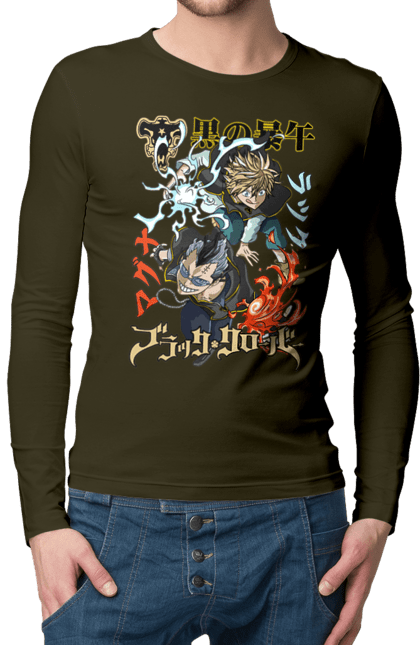 Men's longsleeve with prints Black Clover Magna Swing and Luck Voltia. Anime, black clover, luck voltia, magna swing, manga, wizard king. 2070702