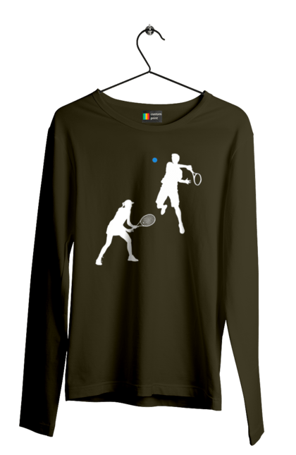 Мужской лонгслив с принтом Теннис. Большой теннис, грунт, игроки, мяч, призовой фонд, ракетка, спонсор, турнир на грунте, турнирная сетка, хард. 2070702