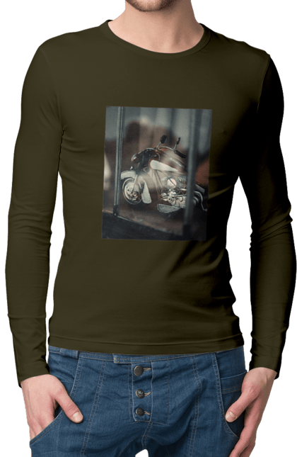 Чоловічий лонгслів з принтом "Мото". Байк, дорога, мото, сила, швидкість. 2070702