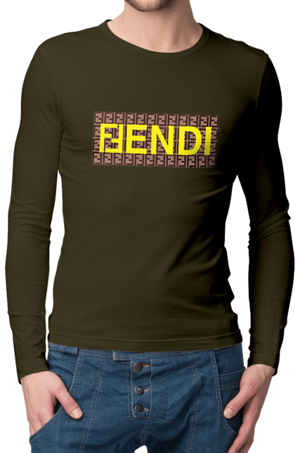 Чоловічій лонгслів з принтом "Fendi". Fendi, lvmh, бренд, будинок моди, італія, люкс, мода, одяг, сумка, фенді. 2070702