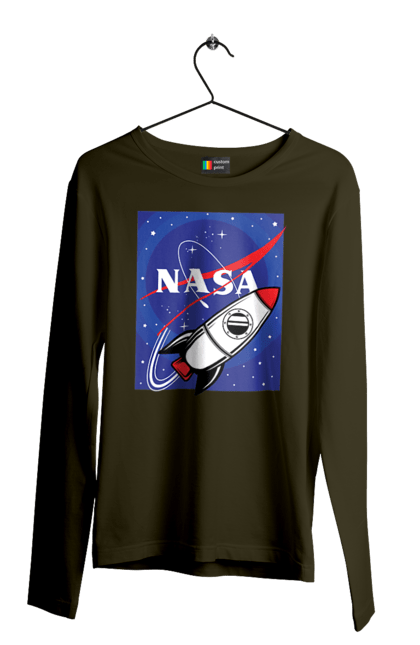 Men's longsleeve with prints NASA. Aeronautics, astronautics, aviation, nasa, research, rocket, science, space, technologies, usa. 2070702