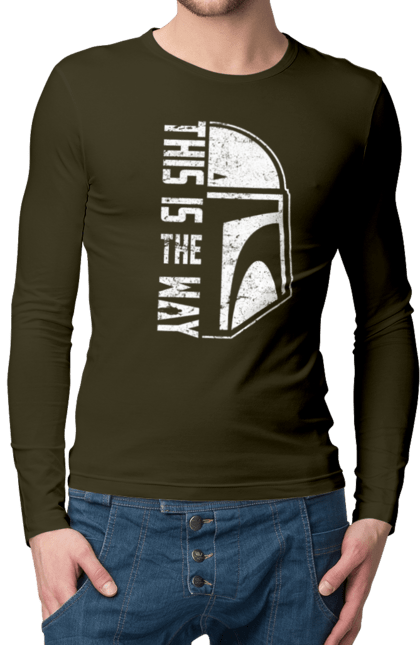 Men's longsleeve with prints This is the way. Baby yoda, cinema, disney, distressed, mandalorian, mandalorian helmet, movies, star wars, television series. 2070702