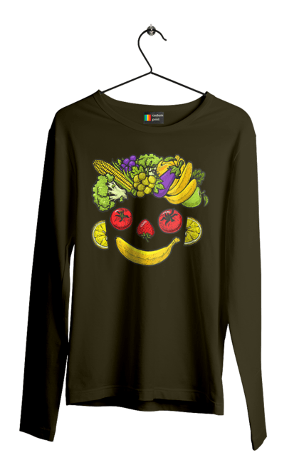 Чоловічий лонгслів з принтом "Зсж Посмішка". Зож, овоч, посмішка, фрукт. 2070702