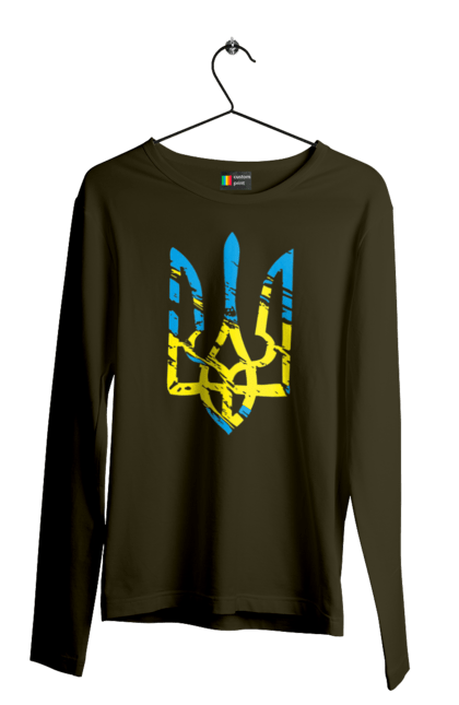 Чоловічий лонгслів з принтом "З Гербом". Герб, з гербом, з тризубом, патріотична, тризуб, як у порноактора. 2070702