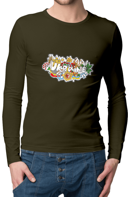 Чоловічий лонгслів з принтом "Україна". Народи, символіка, україна. 2070702