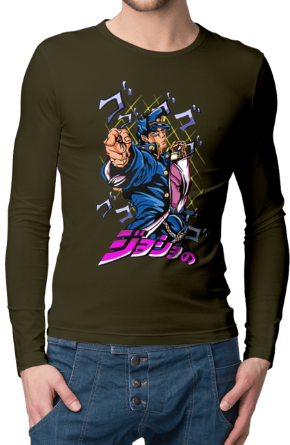 Чоловічій лонгслів з принтом "ДжоДжо Джотаро". Jojo, jojo’s bizarre adventure, jotaro, jotaro kujo, аніме, джотаро, джотаро куджо, манга, неймовірні пригоди джоджо. 2070702