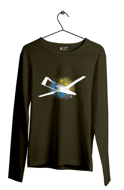 Чоловічий лонгслів з принтом "Товариш байрактар". Акварель, байрактар, небо, славаукраїні, україна. 2070702