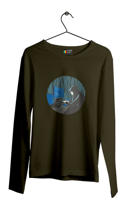 Чоловічий лонгслів з принтом "Хакер". Бінарний, гік, програміст, хакер. 2070702