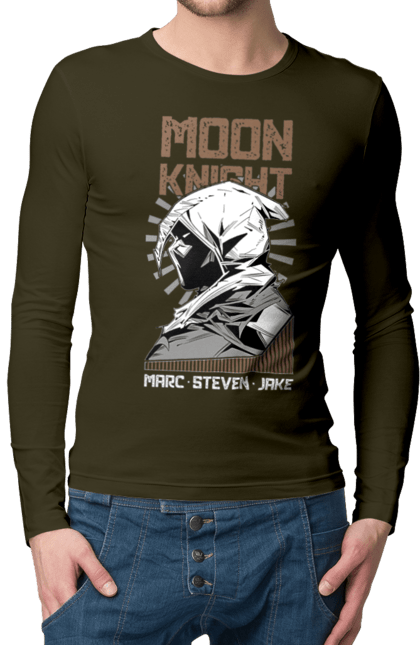 Men's longsleeve with prints Moon Knight. Marc spector, marvel, mcu, moon knight, series, steven grant, tv show. 2070702