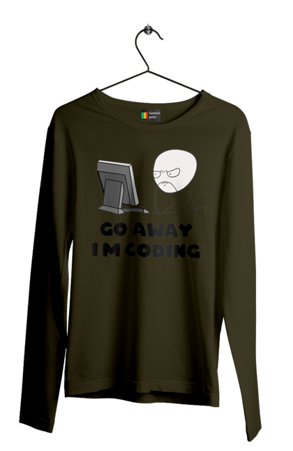 Чоловічий лонгслів з принтом "Іди Я кодую". Айті, айтішник, для айтішника, для програміста, йди я кодую, майстер коду, подарунок айтішнику, подарунок програмісту, програміст, розробник. 2070702